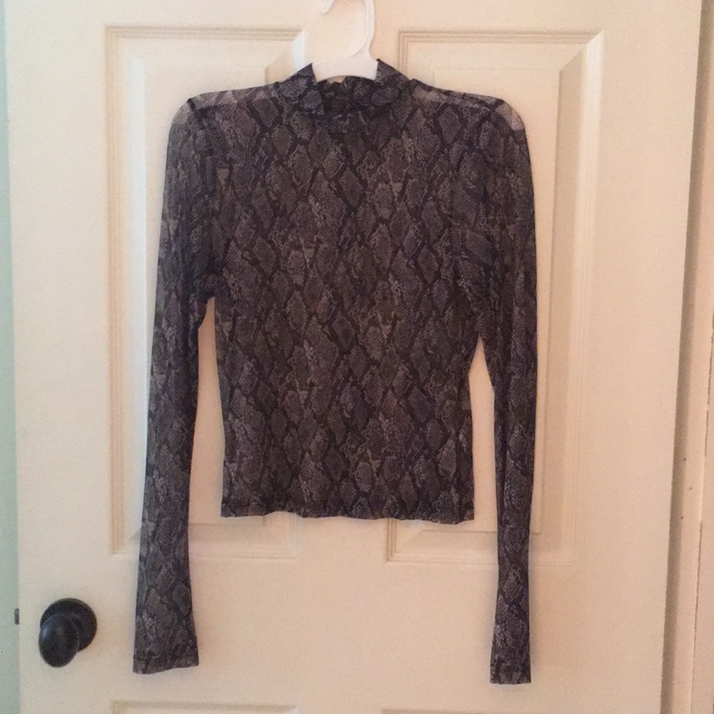Snake print mesh top